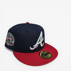 METRO Atlanta Braves Navy and Red 59FIFTY fitted hat with Inaugural Season patch and Black UV underbrim.