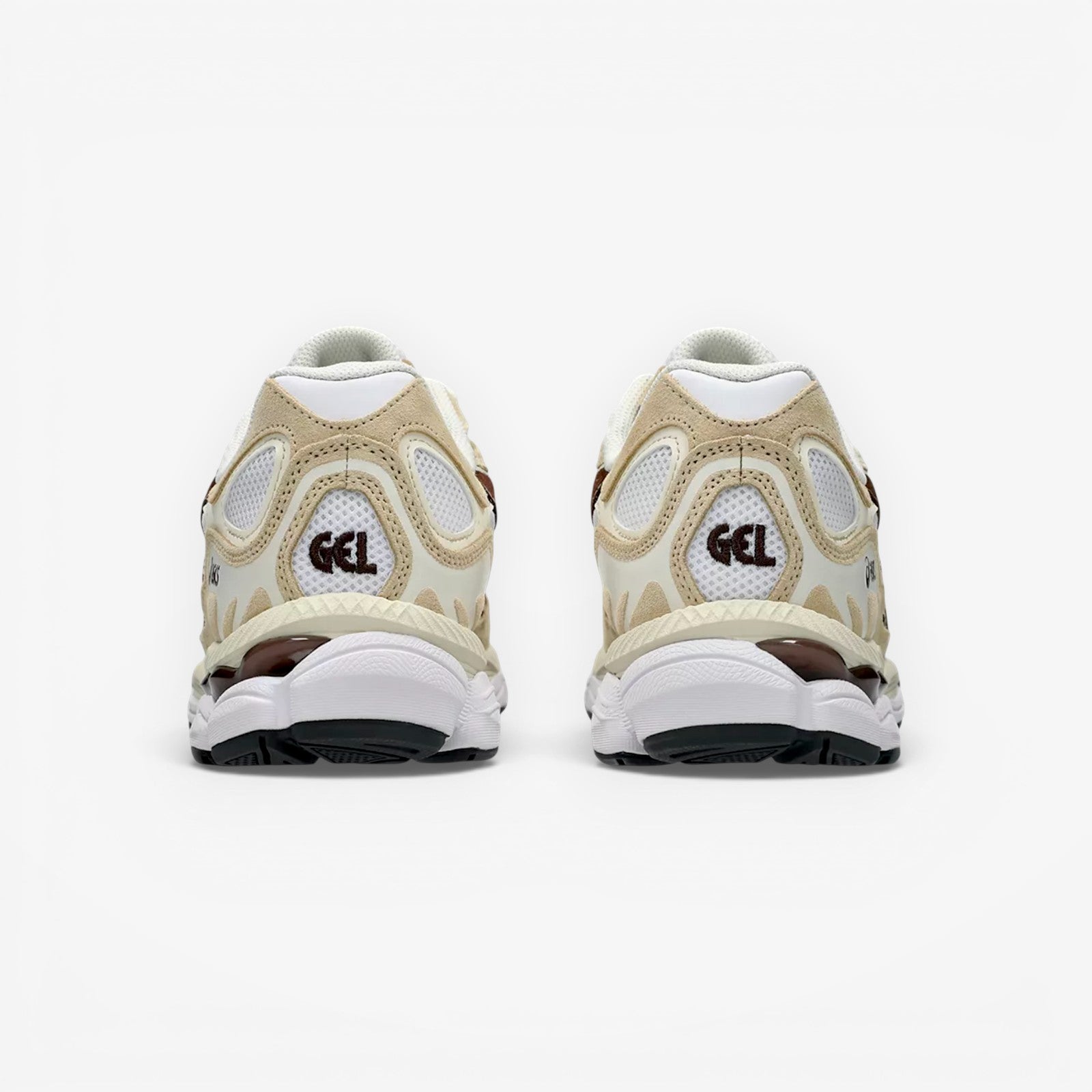 METRO cream and tan mesh sneakers with brown accents and GEL branding on the heel.