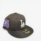 METRO Los Angeles Dodgers 75th Anniversary fitted hat in brown with grey underbrim and embroidered LA logo.