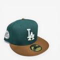 METRO Los Angeles Dodgers green fitted hat with brown brim and white LA logo. Features All-Star Game patch.