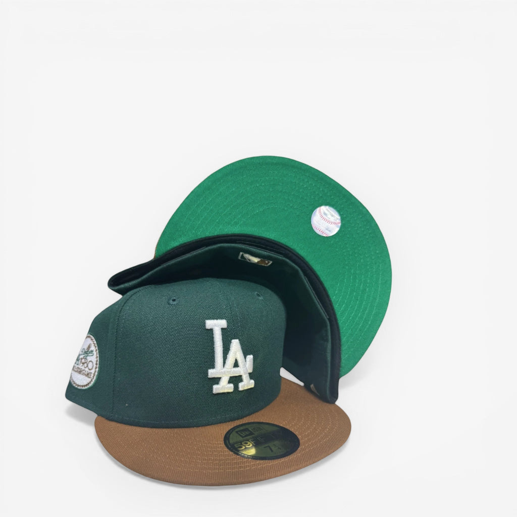 METRO Los Angeles Dodgers All-Star Game fitted hat in green with brown brim and green UV underbrim. Features LA logo and commemorative patch.
