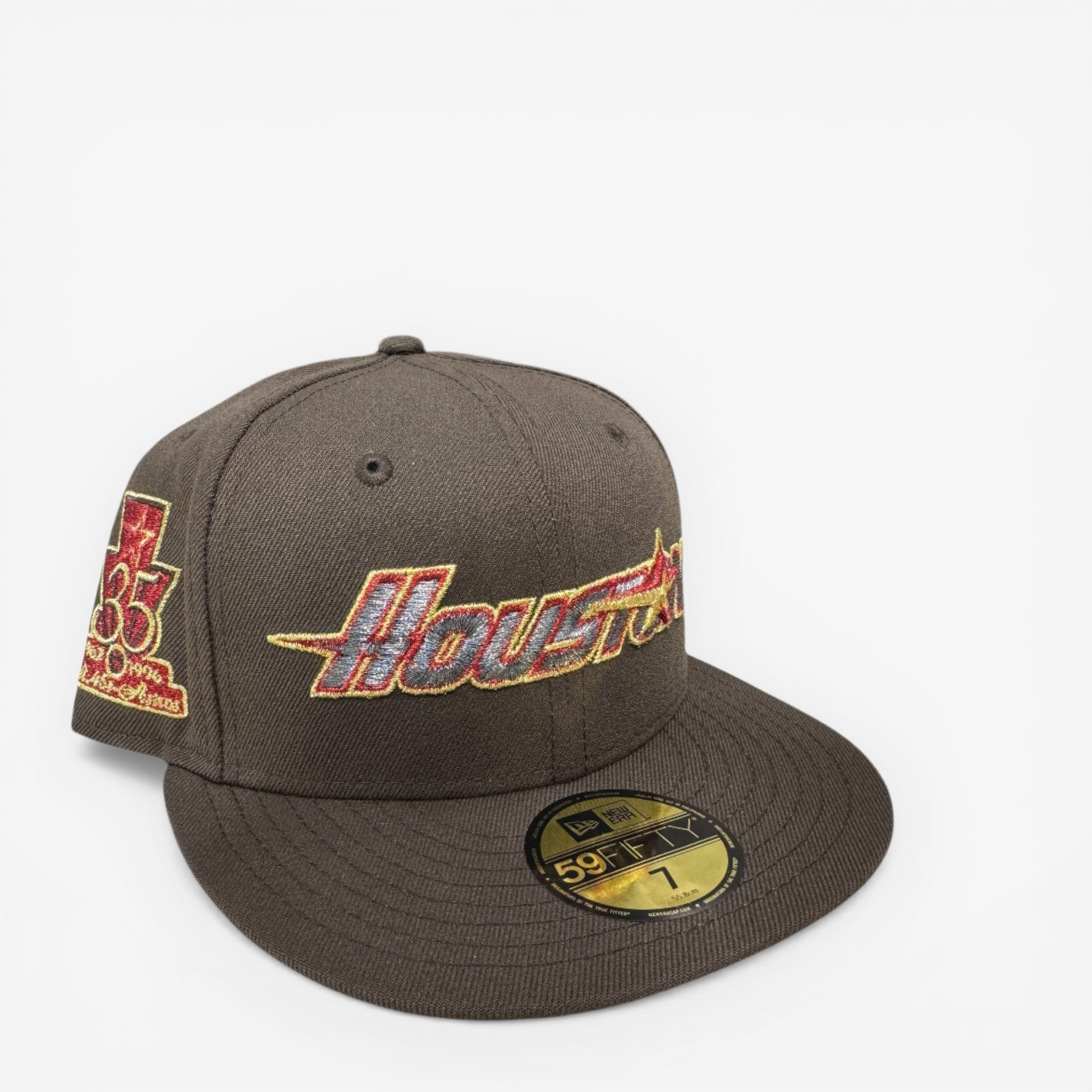 METRO Houston Astros 35th Anniversary fitted hat in brown with red UV underbrim and commemorative side patch.