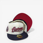 METRO Houston Astros 40th Anniversary fitted hat in white with red Astros logo and navy brim. Red underbrim.