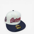 METRO Houston Astros 40th Anniversary fitted hat in white with navy brim and red embroidery. Features 40th Anniversary patch.