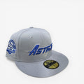 METRO Houston Astros 45th Anniversary fitted hat in grey with blue embroidered logo and 45th patch. Blue UV underbrim.