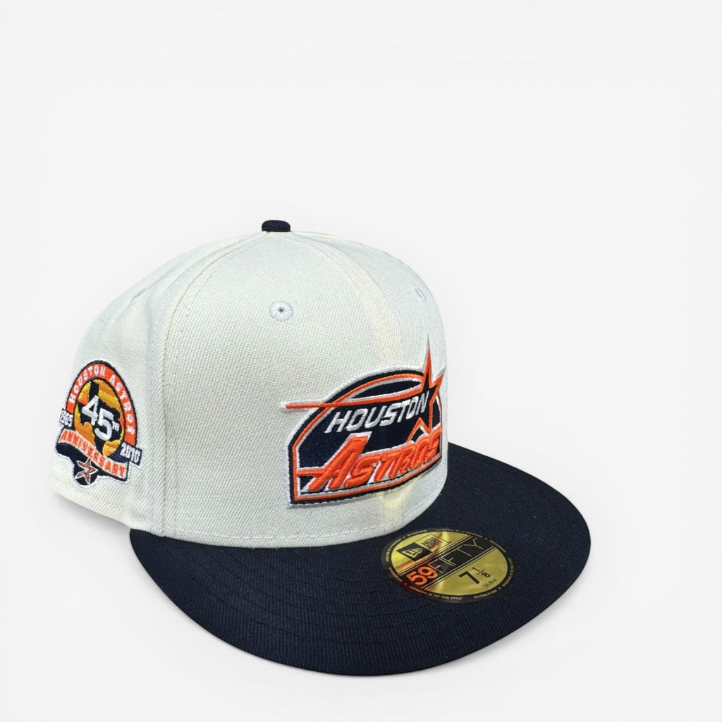 METRO Houston Astros 45th Anniversary fitted hat in chrome and navy with a grey underbrim and commemorative side patch.