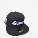 METRO Houston Astros 35th Anniversary black fitted hat with pink UV underbrim and embroidered logo.
