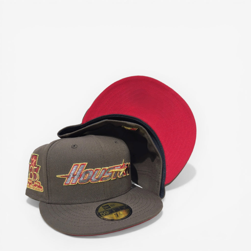 METRO Houston Astros 35th Anniversary fitted hat in brown with red underbrim and commemorative side patch.