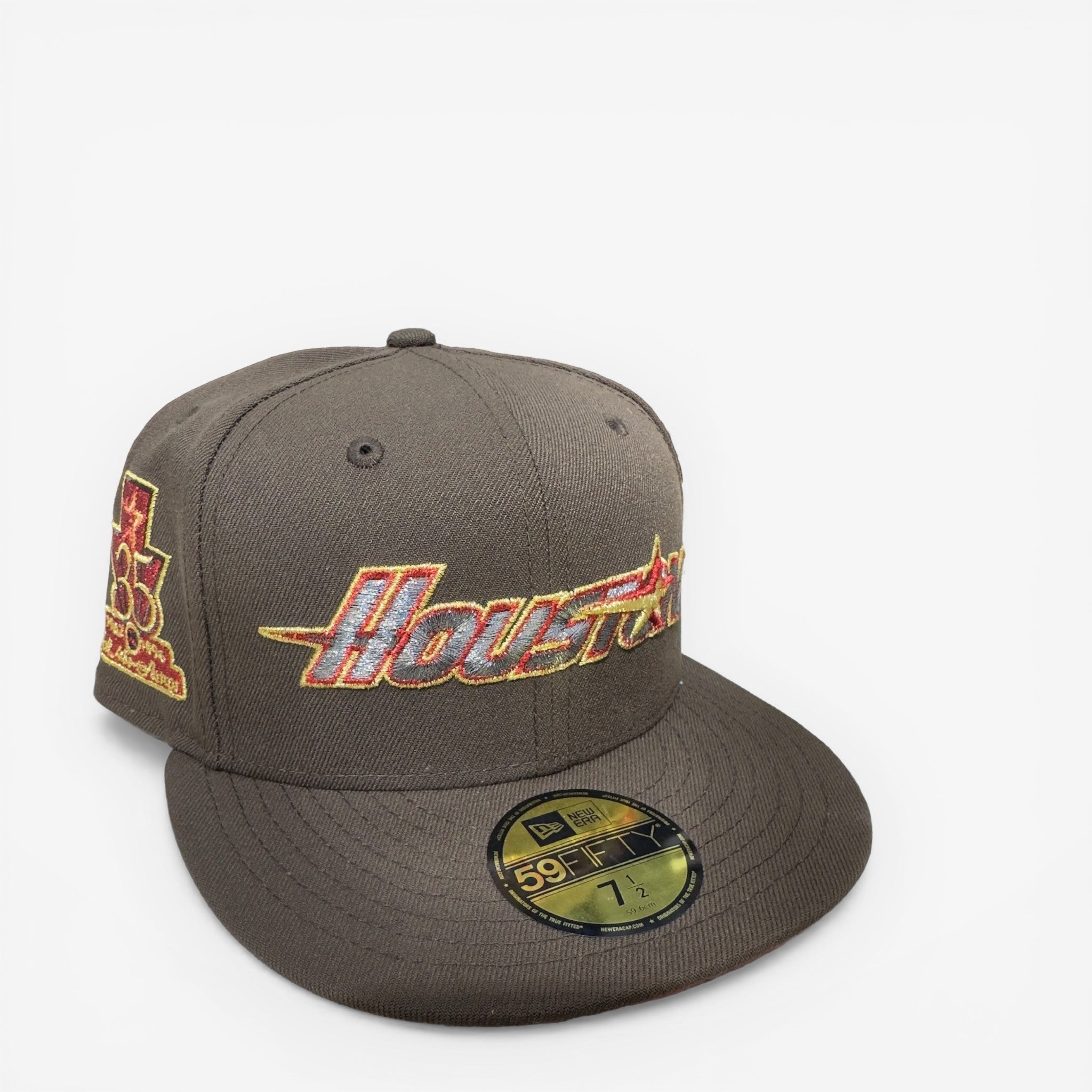 METRO Houston Astros 35th Anniversary fitted hat in brown with red UV underbrim and commemorative side patch.