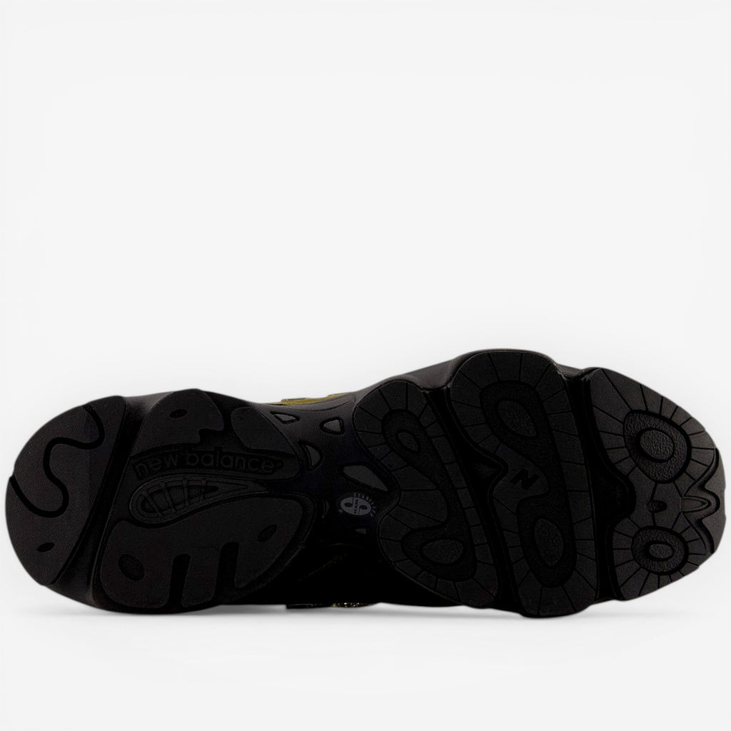 New Balance sneaker outsole, black textured sole, footwear, sneakers