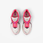 METRO New Balance 2002R sneakers in twilight haze and passion fruit pink suede and mesh, top-down view.