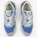 METRO New Balance 475 sneakers in light arctic grey, blue laguna, and slate grey suede and mesh with cream laces.