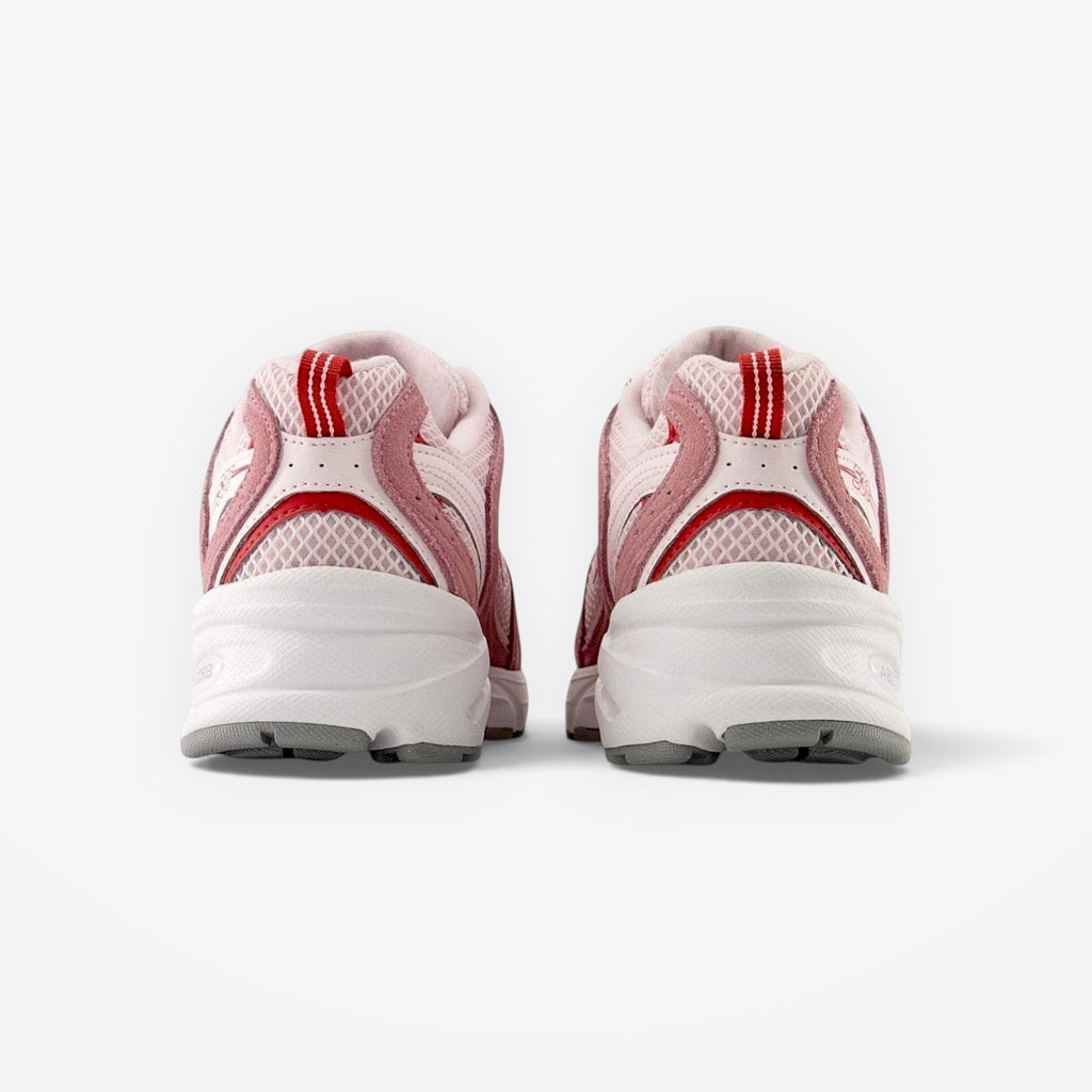 METRO New Balance 530 Rosewood sneakers showing the back view with mesh and synthetic overlays and ABZORB midsole.