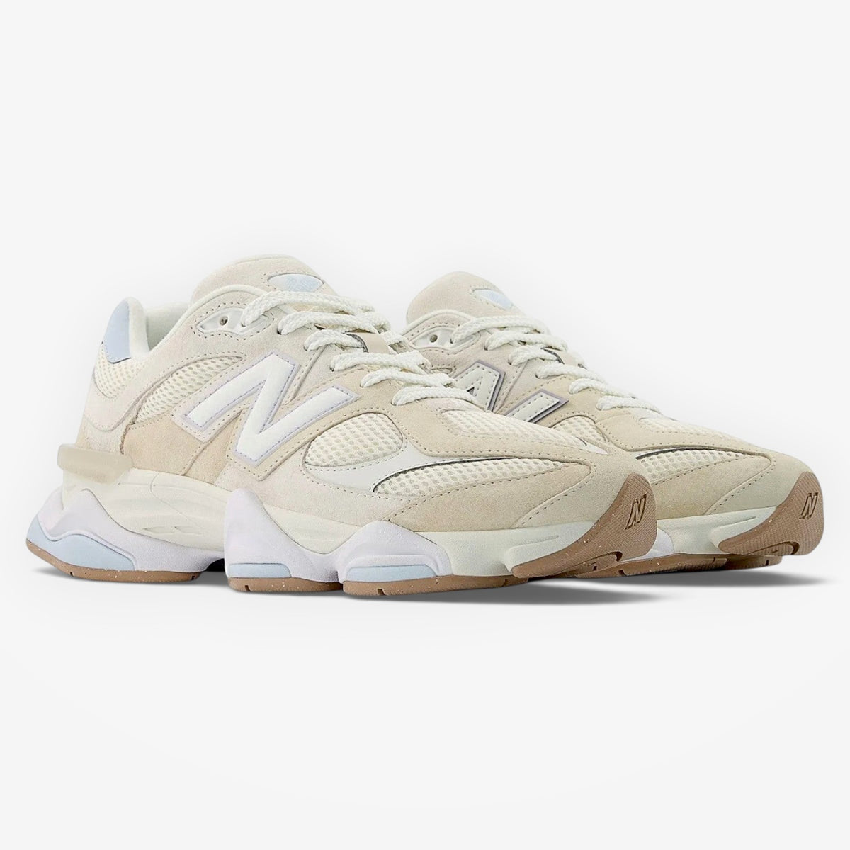 METRO New Balance 9060 sneakers in bisque and frosted glass with mesh and suede upper and sculpted midsole