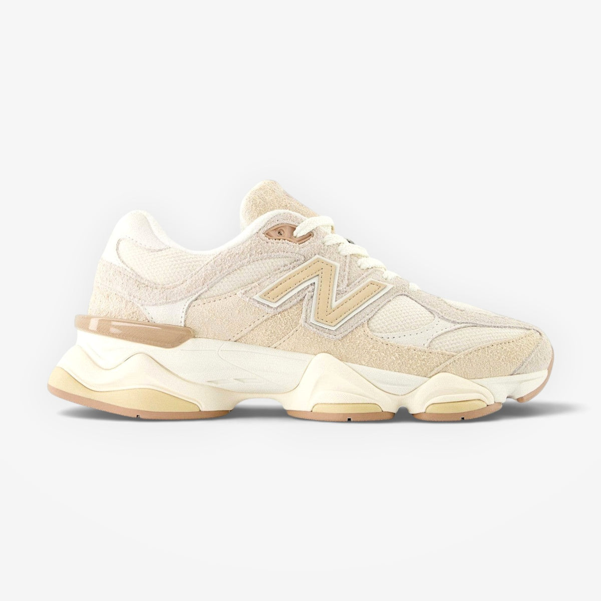 METRO New Balance 9060 sneaker in bisque and sea salt with mesh and suede layered upper and sculpted midsole