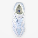 METRO New Balance 9060 sea salt oxford blue sneakers with mesh and suede overlays, ABZORB & SBS cushioning.