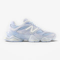 METRO New Balance 9060 sneakers in sea salt and oxford blue, made with mesh and suede overlays. Y2K style.
