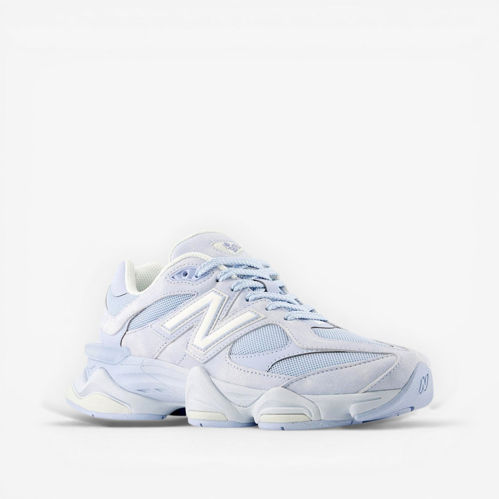 METRO New Balance 9060 sneakers in sea salt and oxford blue. Mesh and suede upper with ABZORB & SBS cushioning.