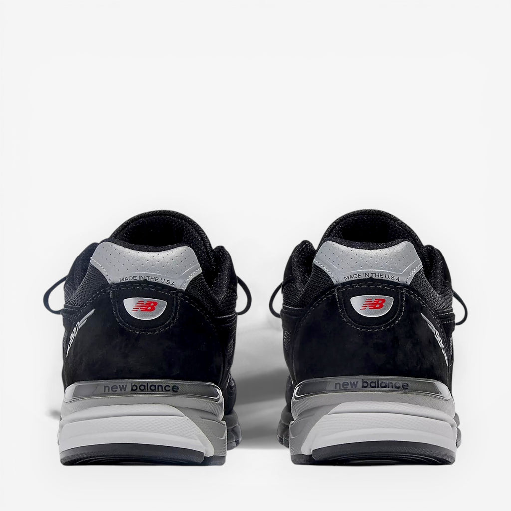 METRO New Balance 990v4 black and grey suede and mesh lifestyle sneakers with ENCAP midsole.