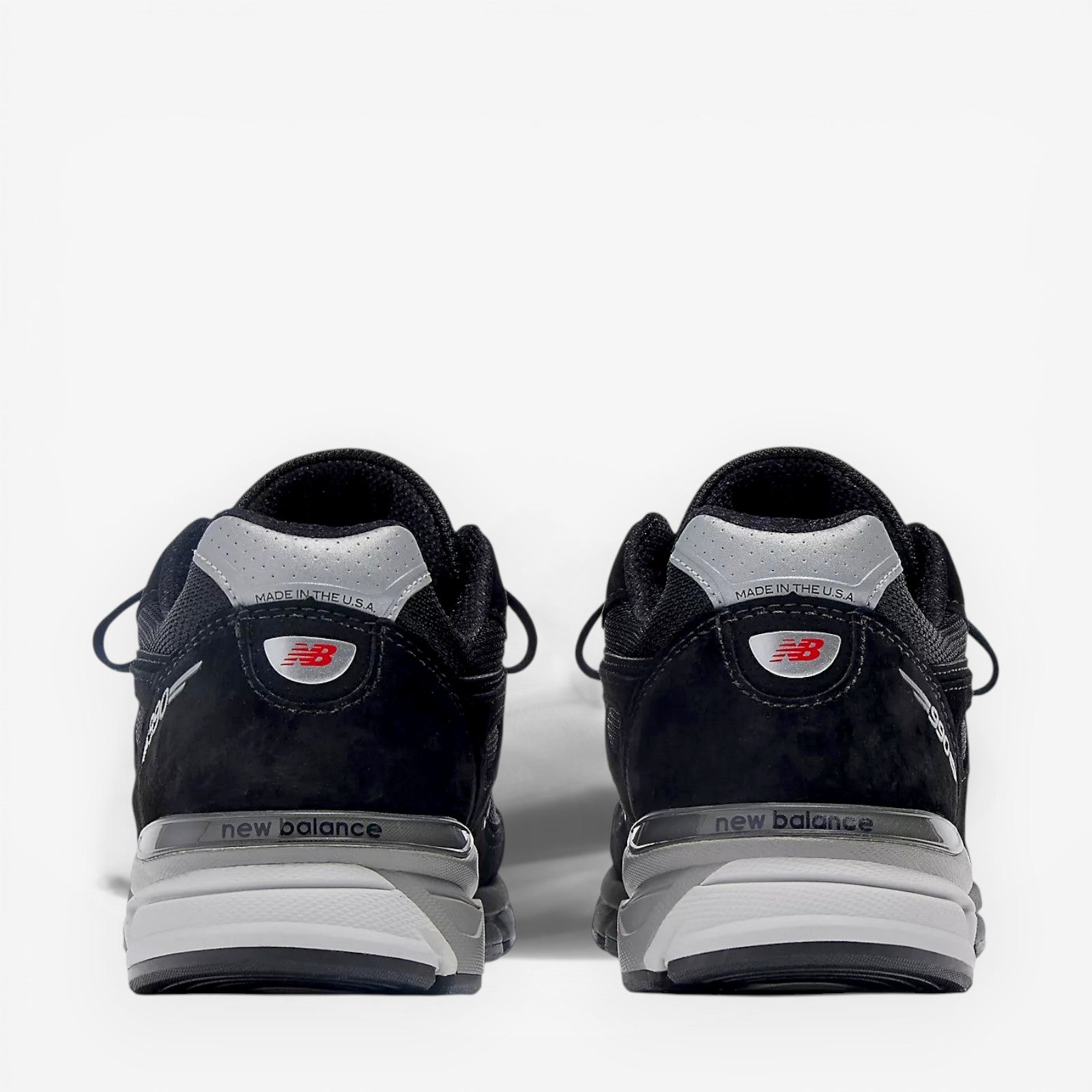 METRO New Balance 990v4 black and grey suede and mesh lifestyle sneakers with ENCAP midsole.
