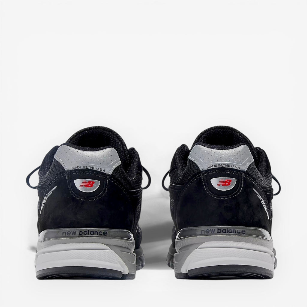 METRO New Balance 990v4 black and grey suede and mesh lifestyle sneakers with ENCAP midsole.