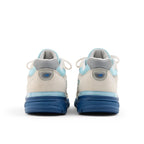 METRO New Balance 990v4 Made in USA sneakers in Moonbeam, Cloud Blue, and Magic Blue suede and mesh with ENCAP cushioning.