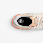 METRO New Balance 990v4 Made in USA sneakers in Moonbeam, Tangerine Heat, and Dried Orange. Suede and mesh upper.