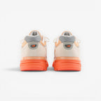 METRO New Balance 990v4 Made in USA sneakers in moonbeam, tangerine heat, and dried orange suede and mesh with ENCAP midsole.