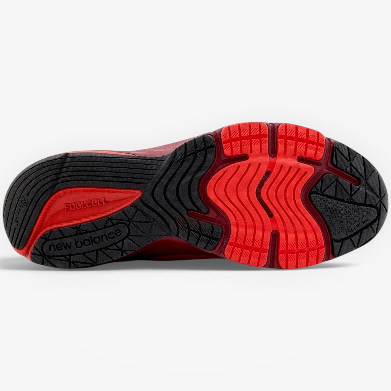 METRO New Balance 990v6 sneaker outsole in red and black rubber with FuelCell cushioning branding
