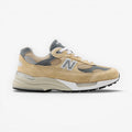 METRO New Balance 992 Made in USA sneaker in incense, white, and grey suede and mesh with ABZORB cushioning.