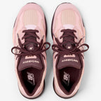 METRO New Balance 992 Made in USA sneakers in Pink Chalk, Pink Lemonade, and cherry suede with mesh and ABZORB tech.