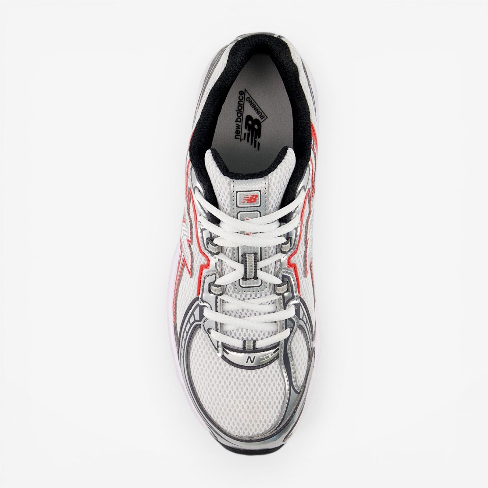 METRO New Balance U740 men's grey mesh running shoes with red accents and white laces.