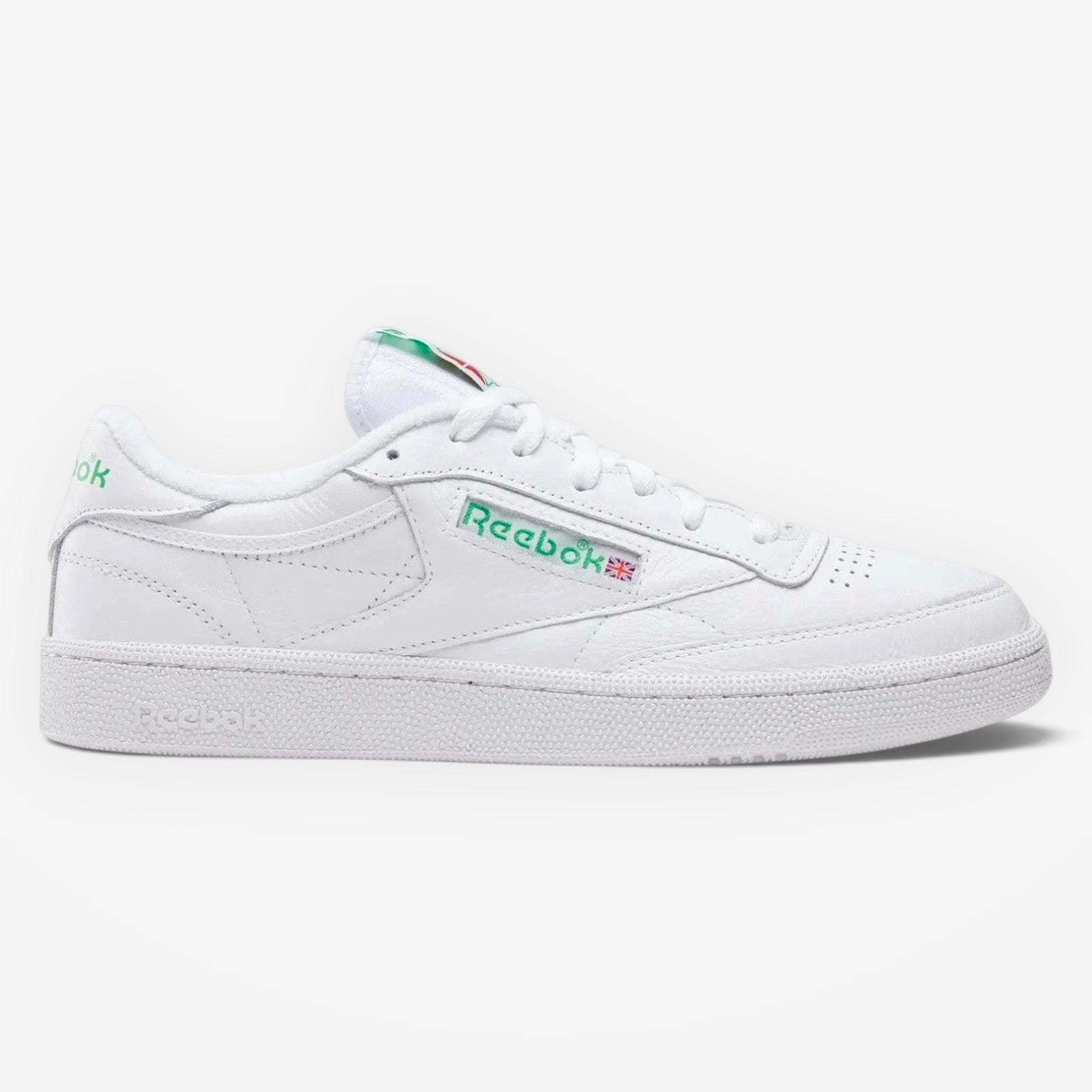 White Reebok sneaker on a white background