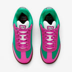 METRO Reebok x BBC Ice Cream Board Flip skate shoes in watermelon pink suede with white laces and green accents.