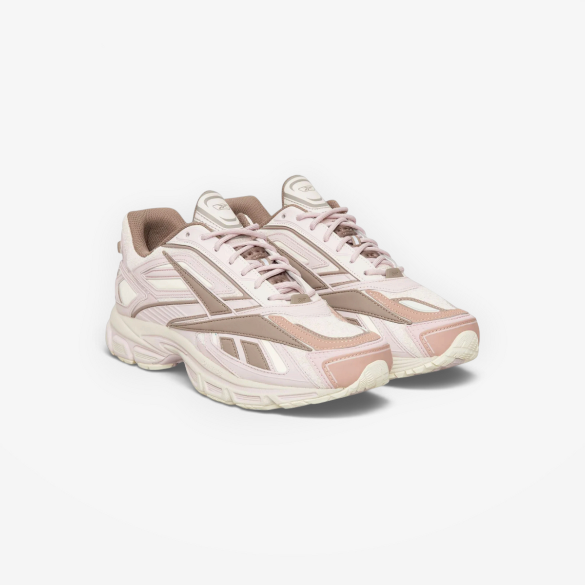 Reebok Premier Road Ultra sneakers in elemental pink and gritty grey with a paneled archival running silhouette.