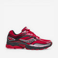 METRO Saucony Omni Grid 9 red mesh running shoes with black and pink accents and GRID cushioning.