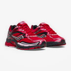 METRO Saucony Omni Grid 9 red running shoes with breathable mesh and synthetic overlays, GRID cushioning.