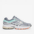 METRO ProGrid Omni 9 grey mesh sneakers with teal and silver accents, featuring ProGrid cushioning and rubber outsole.