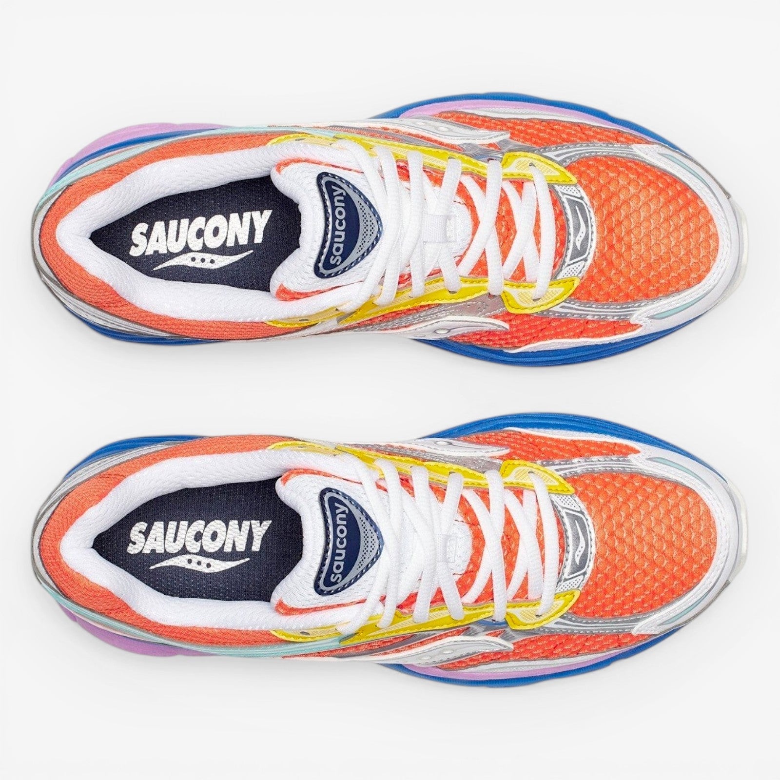 METRO ProGrid Omni 9 orange and multi-color mesh and synthetic overlay running shoes with white laces.