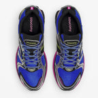 METRO Saucony ProGrid Triumph 4 sneakers in dazzle blue and metallic silver with open mesh and Y2K running design.