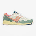 METRO Saucony Shadow 5000 floral print sneakers with beige, blue, pink, and green accents. Suede and mesh.