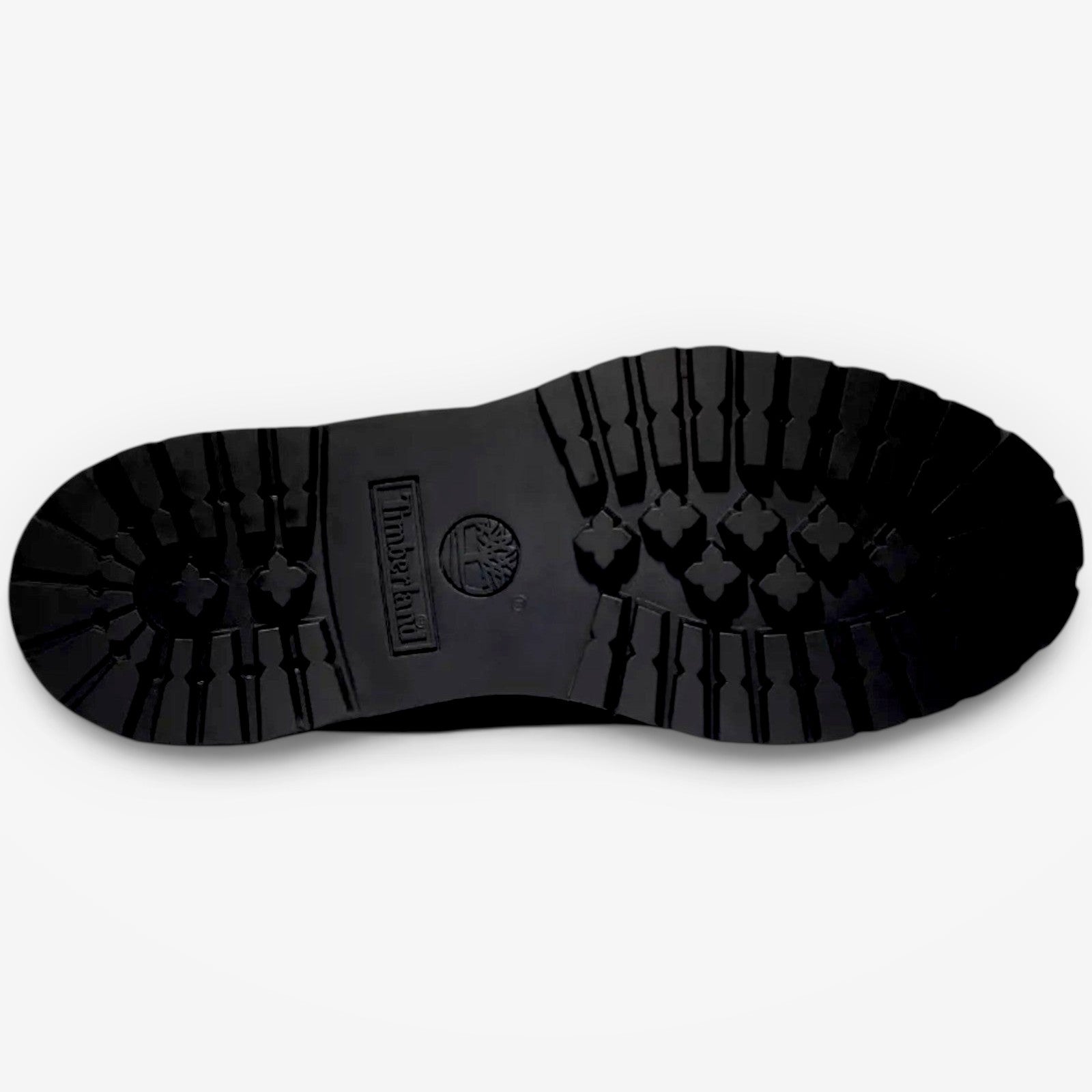 METRO Timberland 6-Inch Premium waterproof boot black rubber lug outsole with traction pattern and brand logo