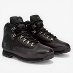 METRO Timberland Euro Hiker Mid black leather hiking boots with padded collar and lug sole.