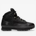 METRO Timberland Euro Hiker Mid black leather and textile hiking boots with padded collar and lug sole.