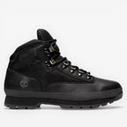 METRO Timberland Euro Hiker Mid black leather and textile hiking boots with padded collar and lug sole.