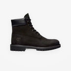 METRO Timberland Premium 6-inch waterproof boot in black nubuck leather with a padded collar and lug sole