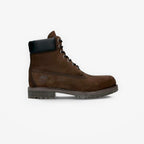METRO Timberland Premium 6-Inch waterproof boot in dark brown nubuck leather with a black padded collar