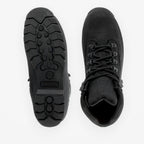 METRO Timberland Euro Hiker Mid black suede and ReBOTL fabric hiking boots with lug sole.