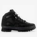 METRO Timberland Euro Hiker Mid black suede and ReBOTL fabric hiking boots with padded collar and lug sole.