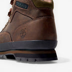 METRO Timberland Euro Hiker Mid brown waterproof leather hiking boots with EVA midsole and rubber lug sole.